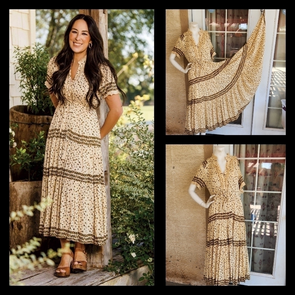 Free People Rare Feeling Tiered Printed Tassels‎ Tie Maxi Dress